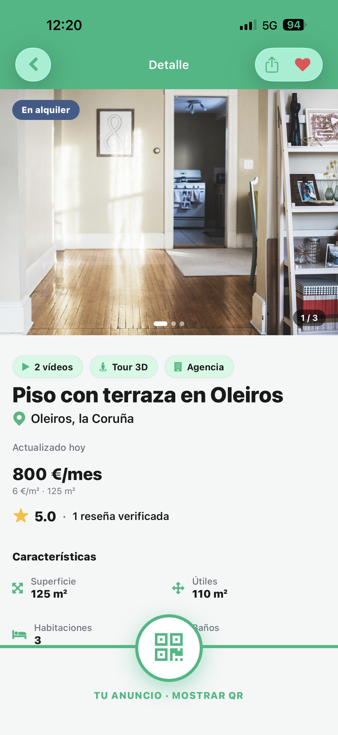 InfoVivo — anuncio con vídeo del inmueble y tour virtual 3D embebido