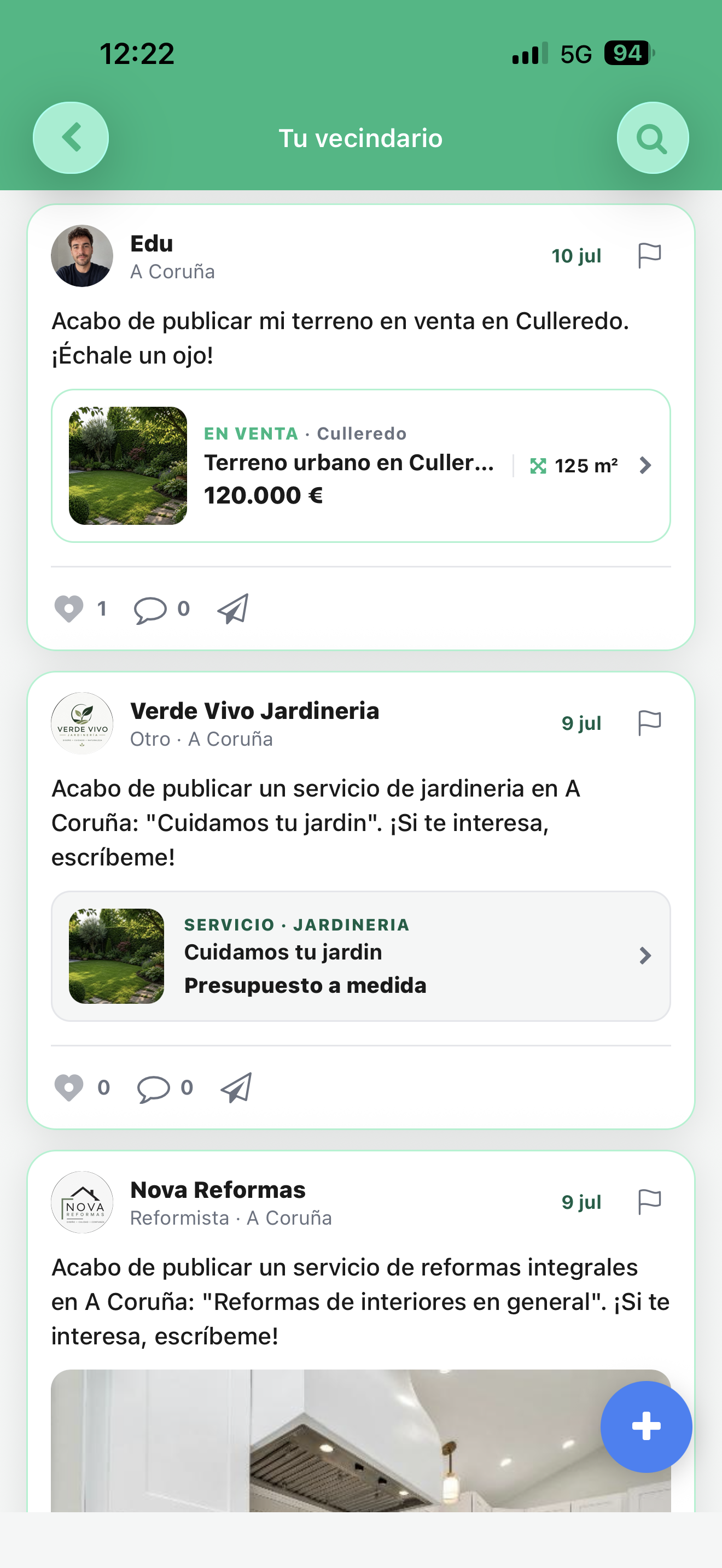 InfoVivo — muro vecinal con publicaciones del municipio y menciones